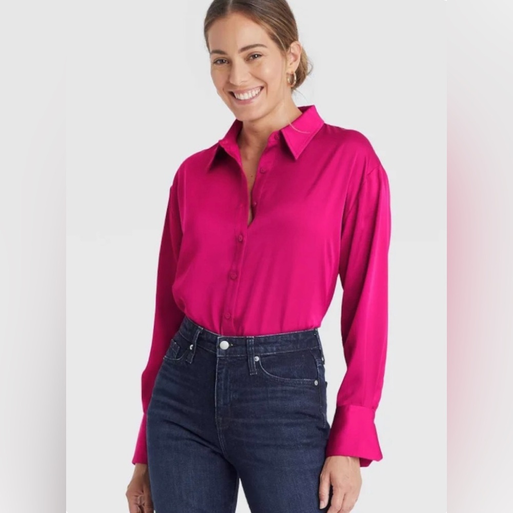 New A New Day™ Long Sleeve Satin Blouse